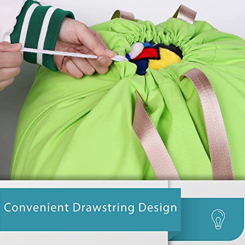 LOLOMLO Extra Large Canvas Laundry Bags with Handles & Drawstring Closure, Heavy Duty Tears Resistant Clothes Storage Travel Bags,25.5"x34",Green - color: Green