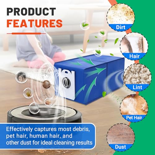 8 Pack 4.6L High-Capacity Reusable Dust Bags Compatible with RC400 Dustin and Orb-i Robot Vacuums, Replacement Dust Collector Bags
