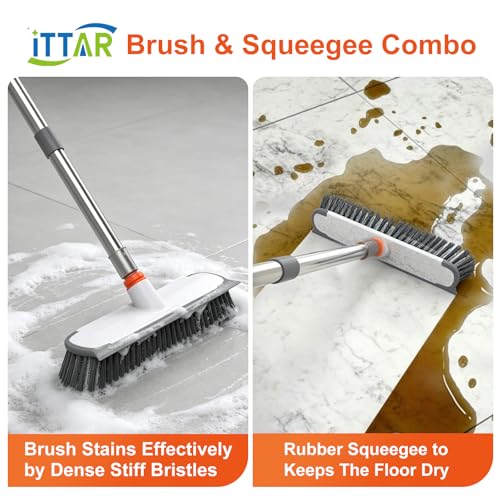 ITTAR Floor Scrub Brush & V-Shape Grout Brush with Long Handle, Orange - color: Orange-2