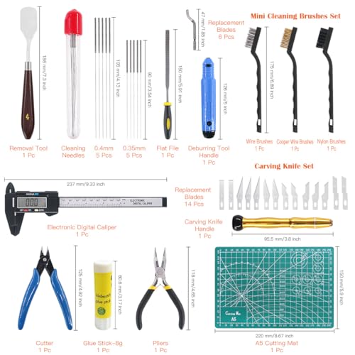 42 Piece 3D Print Tool Kit Includes Debur Tool, Cleaning and Removal Tool with Storage Bag, 3D Printer Tool Set for Cleaning, Finishing and Printing 3D Prints