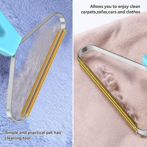 Pet Hair Remover Carpet Rake, Dog & Cat Hair Remover, Carpet Scraper - color: Blue and Dark Blue