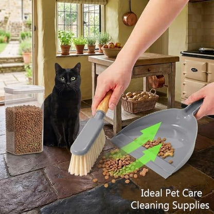 Dustpan and Brush Set -Small Broom Dustpan Set, Hand Broom and Dust Pan for Pet, Car, Dorm, Comping (Gray) - color: Gray
