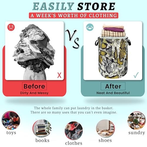 Retro Snake Laundry Basket Oxford Cloth Foldable Hamper 18.9x16.5 In - color: Retro Snake Texture Snake