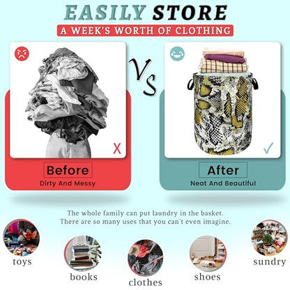 Retro Snake Laundry Basket Oxford Cloth Foldable Hamper 18.9x16.5 In - color: Retro Snake Texture Snake