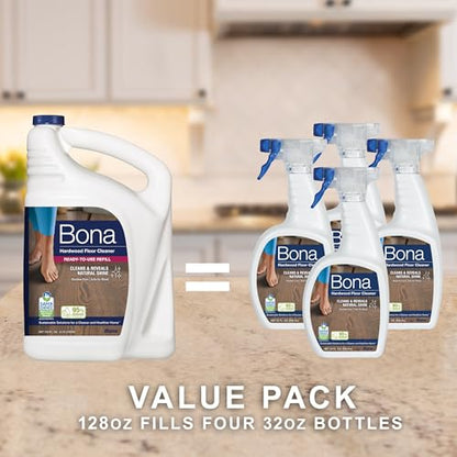 Bona Hardwood Floor Cleaner Refill - 128 fl oz - Unscented - size: 128 Fl Oz (Pack of 1)