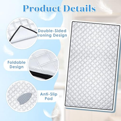 Tigeen Large Ironing Mat 47" x 22", Foldable Pressing Blanket for Countertop, Tabletop, Washer & Dryer, Thick Double-Sided Pad with Silicone Iron Rest, Portable Ironing Board Alternative