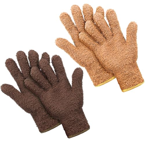 Patelai 2 Pairs Microfiber Gloves for Plants,Dark Brown, Orange,Large - color: Dark Brown, Orange, size: Large