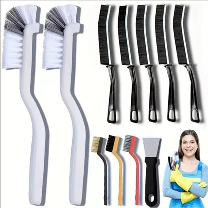 11 PCS Cleaning Brush Crevice Set - Hard Bristle Crevice Cleaning Brush Tool, Multifunctional Gap Scrub Brush for Home, Bathroom, Kitchen, Window Track, Bathtub, Vehicle, Faucets, Bowl, Teapot, Use