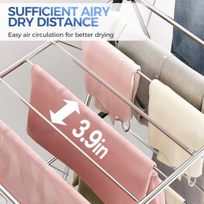APEXCHASER Large Stainless Steel Clothes Drying Rack, Generous Drying Area - color: Matte Black, size: 4 Wings