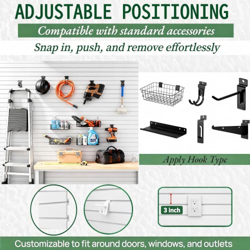 Slat Wall Paneling 4x2 ft Garage Organizer Storage Systems, Heavy Duty PVC Slatwall Panels for Garage Organizer Product, PVC Wall Mounted Tool Storage Slate Board for Home and Workshop (White) - color: White, size: 4X2FT