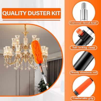 26FT High Ceiling Duster with Extension Pole,High Reach Duster Cleaning Kit