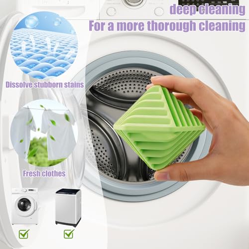 4 Pack Reusable Laundry Anti Static Balls，Cube Agitator Balls - color: Yellow, Purple, Green, White