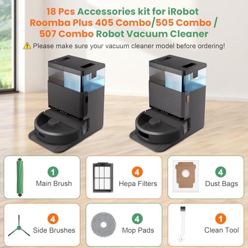 18 Pcs Replacement Parts for iRobot Roomba Plus 405 Combo Robot - size: 18PCS for iRobot 405 Combo