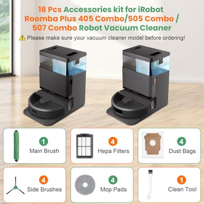 18 Pcs Replacement Parts for iRobot Roomba Plus 405 Combo Robot - size: 18PCS for iRobot 405 Combo