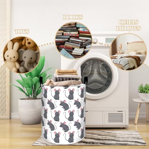Playful Cartoon Mice Laundry Basket, Dorm Nursery Foldable Laundry Hamper Organizer for Bathroom Decor, Toy Clothes Storage Box for Bedroom 19.7x15.7 Inch - style: Mice12