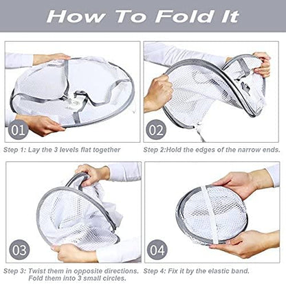 Looca 3-Tier Folded Mesh Clothes Hanging Dryer Sweater Drying Rack 30.3" L * 24.5" W*30.7" H (Pack of 2) - size: 30.3" L x 24.5" W x 30.7" H (Pack of 2)