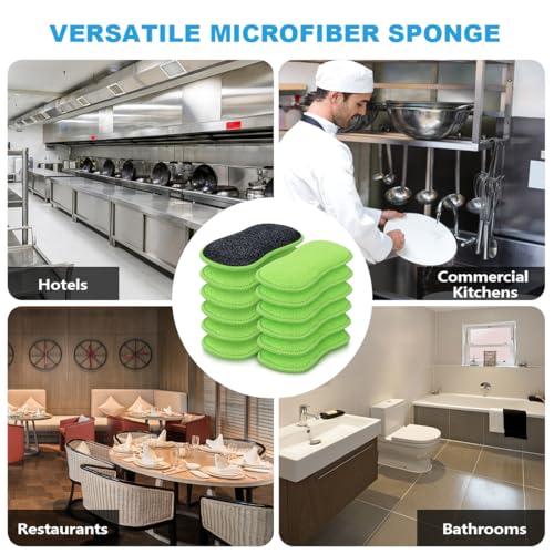 HOMEXCEL Dish Sponge 12 PK, Microfiber Kitchen Sponges for Cleaning, Green - color: Green