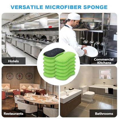 HOMEXCEL Dish Sponge 12 PK, Microfiber Kitchen Sponges for Cleaning, Green - color: Green