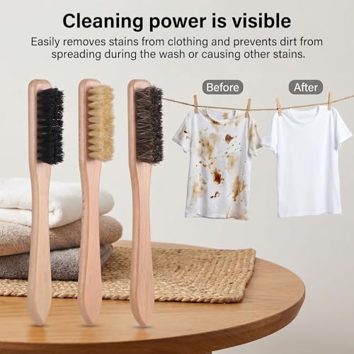 Gjinxi 3pcs Wood Laundry Stain Brush Set Tough Stain Remover