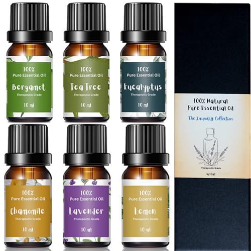 Essential Oils for Laundry, Dryer Balls & Diffusers | 60ml | 6 Pack of the Most Sought-After Scents for Aromatherapy | Lavender, Tea Tree, Eucalyptus, Bergamot, Lemon & Chamomile - color: Top 6 Essential Oil Set