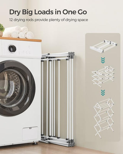 SONGMICS Foldable Clothes Drying Rack, 29.5 x 14.6 x 53.1 Inches - color: White, size: 29.5" W