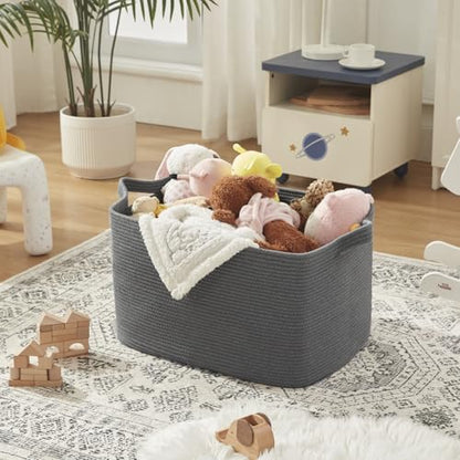 OIASKET 95L Extra Large Blanket Basket, 24" x 16.9" x 14.2" Woven Basket - color: Grey, size: 24"x16.9"x14.2"