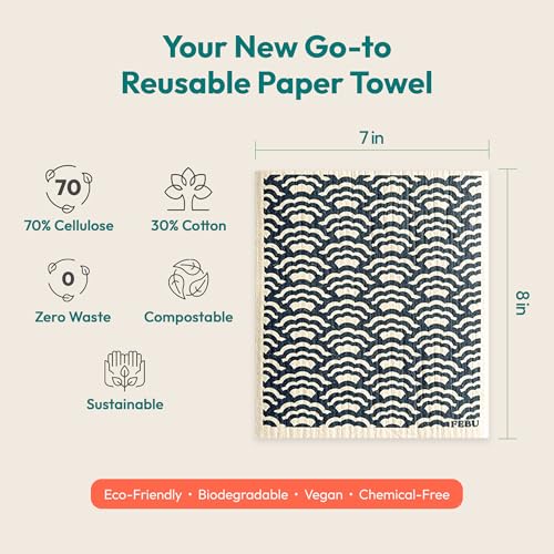 FEBU Swedish Dishcloths for Kitchen, 5 Pack, Neutrals - color: Neutrals