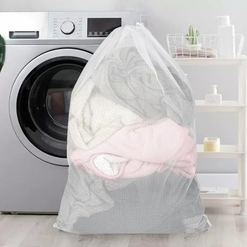 Mesh Laundry Bag, 24"x35", White - color: White