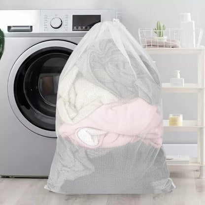 Mesh Laundry Bag, 24"x35", White - color: White
