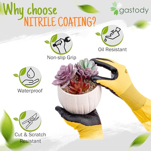Long Sleeve Gardening Gloves for Women & Men, Long Cuff Garden Gloves - color: Black and Yellow, size: X-Large