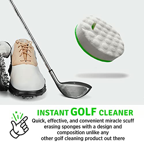 Instant Golf Eraser, Premium Dual-Sided Sponge - Golf Club Cleaner, Golf Ball Cleaner, Golf Club Groove Cleaner 6-Pack with Tether, 12-Pack Refill, Premium Embroidered Golf Towel with Clip - color: Golf Bundle