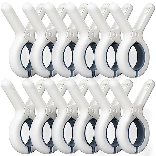 12 Pack Beach Towel Clips with Strong Anti-Rust Springs,Heavy Duty Towel Clips,Plastic Laundry Clothes Pins to Keep Your Towel, Clothes, Blankets to Dry on Clothesline and Hanging Rack (Blue) - color: 12 Pack Blue