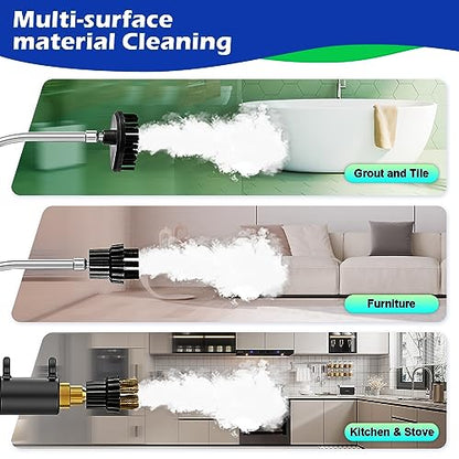Flgocexs Handheld Steam Cleaner,2500W High Temperature High Pressure Steam Cleaner with 3 Brush Heads, Portable Steam Cleaner with 1.5L Tank For Car Detailing Kitchen Bathroom Floors - color: Red