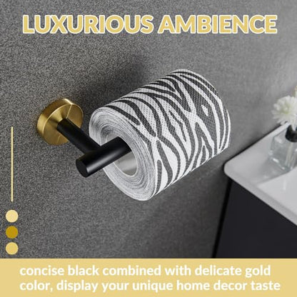 APLusee Toilet Paper Holder, Black & Gold, 304 Stainless Steel - color: Black & Gold