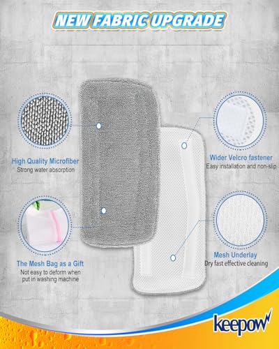 KEEPOW Steam Mop Replacement Pads Compatible with Neugo NE033, NE033M - color: Grey-2 Pack