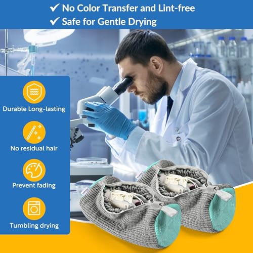 Shoe Bag for Washing Machine, Sneaker Cleaning Bag 2 PCS Set Grey, Fluffy Fiber Inside, Large Size Shoe Washing Machine Bag, 360 Laundry Bag for Tennis Gym Running Trainers Hiking
