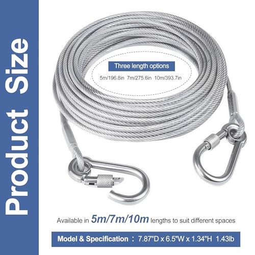 1/5'' Outdoor Clothesline,Heavy Galvanized Steel Cable,33ft - size: 33ft