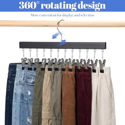 4 Pack Legging Organizer for Closet Pants Hangers with 12 Clips