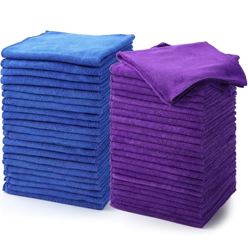Nuenen Car Microfiber Clean Cloths, Purple,Blue, 16 x 16 Inch, 60 Pcs - color: Purple,blue, size: 16 x 16 inches