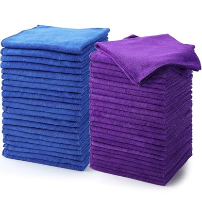 Nuenen Car Microfiber Clean Cloths, Purple,Blue, 16 x 16 Inch, 60 Pcs - color: Purple,blue, size: 16 x 16 inches
