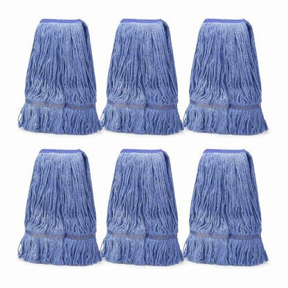 6 Pack Heavy Mop Replace Head，mop Head Replacement,Commercial mop Heads,Reusable Mop Head Refills-Replacement Mop Heads SuitableWet Industrial Blue Cotton Looped End String Head Refill (Blue) - size: 17 Ounce 6Pack
