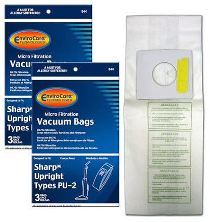 EnviroCare Replacement Micro Filtration Vacuum Bags Designed to Fit Sharp PU-2 Uprights 6 Pack