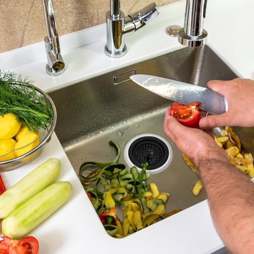 uxcell Silicone Sink Strainer, 2Pcs Kitchen Sink Drain Strainer Stopper with Detachable Stainless Steel Edge 4.7" Diameter Rim, Black - color: Black
