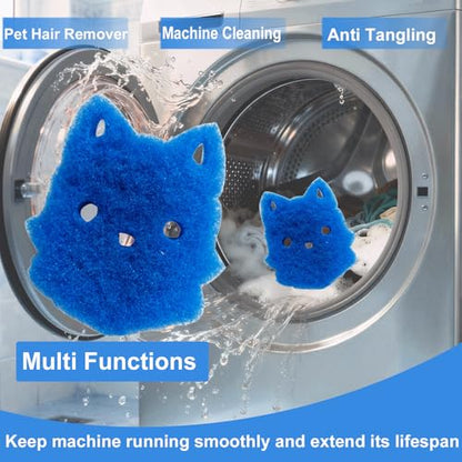 Pet Hair Remover for Laundry, 6PCS Reusable Dog & Cat Hair Remover Tool - color: Blue, size: cat face