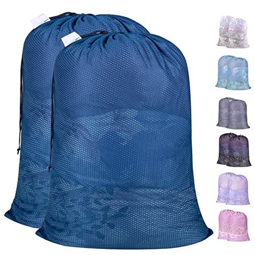 Polecasa 2 Pack Heavy Duty Diamond Mesh Laundry Bag, 30x36", Blue - color: Blue, size: 30"x36"| 2 Pack