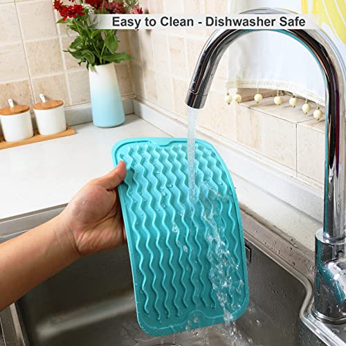ZLR Small Silicone Drying Mat & Sink Caddy, 6"x12", Mint Green - color: Mint Green, size: 12" x 6"