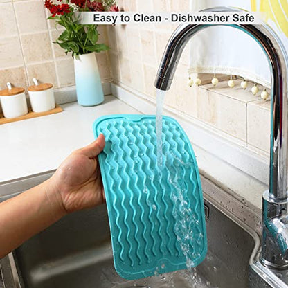 ZLR Small Silicone Drying Mat & Sink Caddy, 6"x12", Mint Green - color: Mint Green, size: 12" x 6"