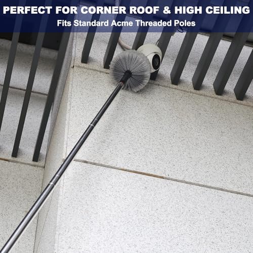 2 Pack Grey Twist-On Cobweb Duster Head Brush - Fits Standard 3/4 inch Threaded Poles, Attachment Spider Web Duster Brush for Outdoor & Indoor Cleaning - style: 2 Pack