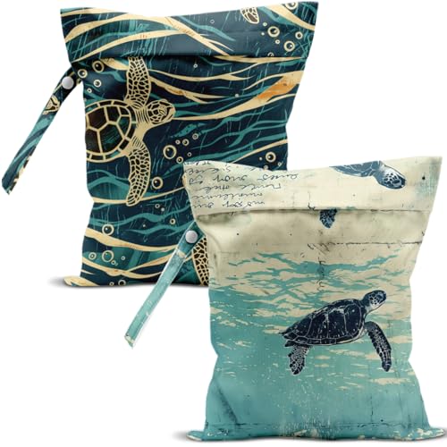 Wet Dry Bags Wet Bags Dirty Laundry Travel Bag Turquoise Turtle Waterproof Zipper Bag for Swimsuit Travel Beach - color: Turquoise
