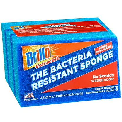 Brillo Estracell No Scratch Scrub Sponge with Wedge Edge, 3-Count
